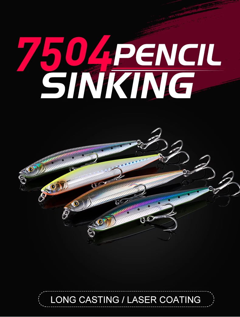 Kingdom Fishing Тонущая приманка карандаш 95 мм 19 г 80 мм 14 г 70 мм 9 г искусственная жесткая приманка воблеры Новое поступление для морского окуня модель 7504