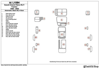

Interior trim for Suzuki Grand Vitara 1999-2002. Set L1584.