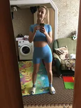 Gym Clothing Shirt Sportswear Short-Sleeve Yoga-Suit Crop-Top Workout-Shorts Seamless