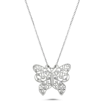 

KUTAYDAN Zircon Cubic Zirconia Butterfly Pendant 925 Sterling Silver