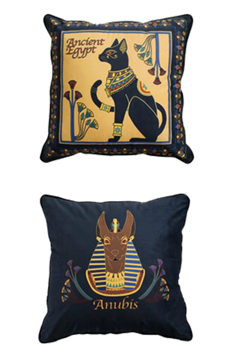 Винтажная египетская подушка, наволочка для подушки, египетские иероглифы, старые логографические детали, алфавитные элементы, декоративный квадрат - Цвет: As Picture