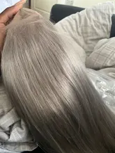 Brasileño 13x4 frente de encaje pelucas de cabello humano recto Grey peluca con malla frontal Pre arrancado largo gris plata pulgadas Remy pelucas de cabello 150%