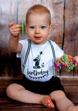 Mono gracioso recién nacido, niño y niña, primer Mono para cumpleaños, mono infantil, ropa de manga corta, trajes de 0 a 18M