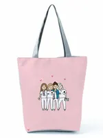 Cartoon Ladies Nurse Printed Handbag Foldable High Capacity Women Shoulder Bag Eco Reusable Shopping Bag Chic Travel Beach Bag 1