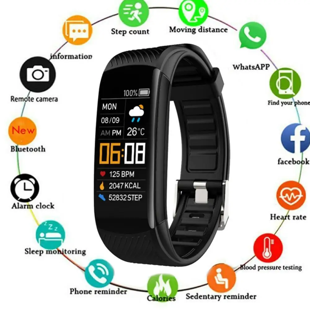 Original C5s Smart Watch Men Woman Bluetooth Sports Fitness Wristband Pedometer Heart Rate Blood Pressure | Электроника