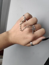 Punk Hip-Hop Cruz anillo de plata Chapado en Color Retro Cadena de dedo anillo de joyería ajustable regalo para Unisex anillo partido anillos