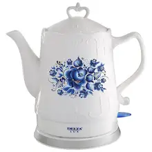 Чайник электрический DELTA DL-1237 Гжель(Объем 1,5 л, мощность 1500 Вт, керамика