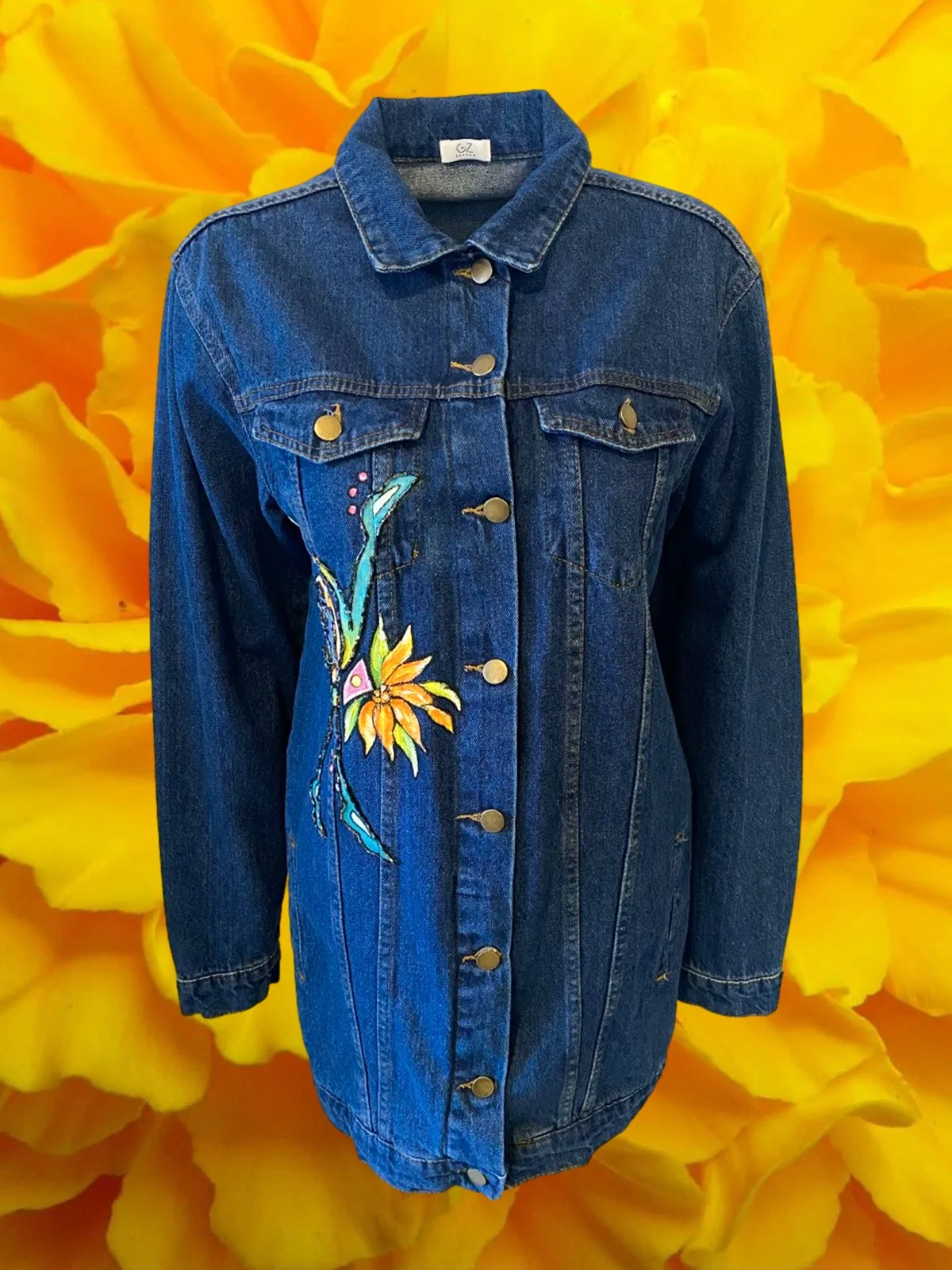 2022 Fashion Handmade Crystal Stone Embroided Princess Figure Hand-painted Long Colorful Women Jean Denim Jacket long double loop stone набор полотенец 3 шт