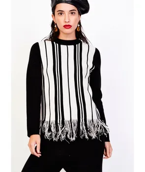 

JERSEY SAINT MARTIN BLACK Sleeve with print undershirt Long Stripes's Frayed Women's Fashion 2020