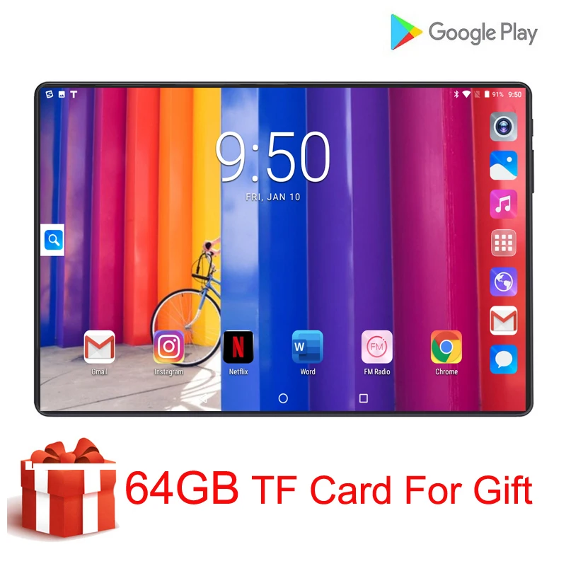 

New 10.1 Inch Tablet pc Android 9.0 Octa Core 6GB/128GB ROM 3G 4G FDD LTE Wifi GPS Phone call Glass Screen Sim Card Tablet pc