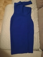 Bandage Dress Celebrity Adyce Runway Strapless Blue Bodycon Black White Elegant One-Shoulder