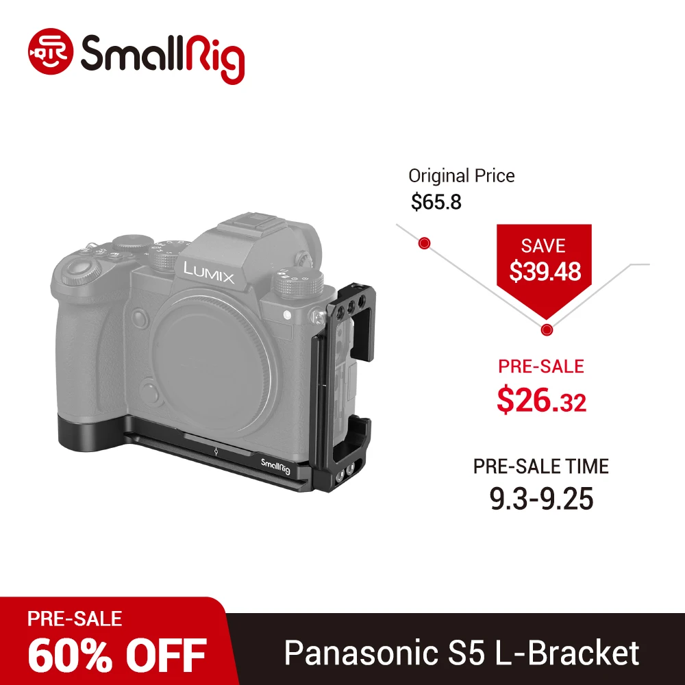 

SmallRig Camera L Bracket Plate For Panasonic S5 Camera Arca Baseplate and Side Plate Quick Release Tripod Mounting Plate 2984