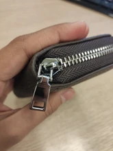 PURDORED 1 pc hombres de negocios titular de la tarjeta de cuero genuino titular de la tarjeta de crédito de las mujeres de la cremallera bolsillo tarjetero Unisex cremallera monedero de la moneda