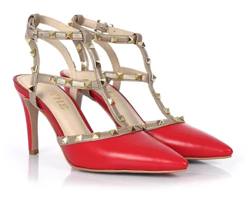 

STL-5045 Women rivet thin heels pointed toe shoes night party evening dress high fashion buckled sexy summer new style sandals