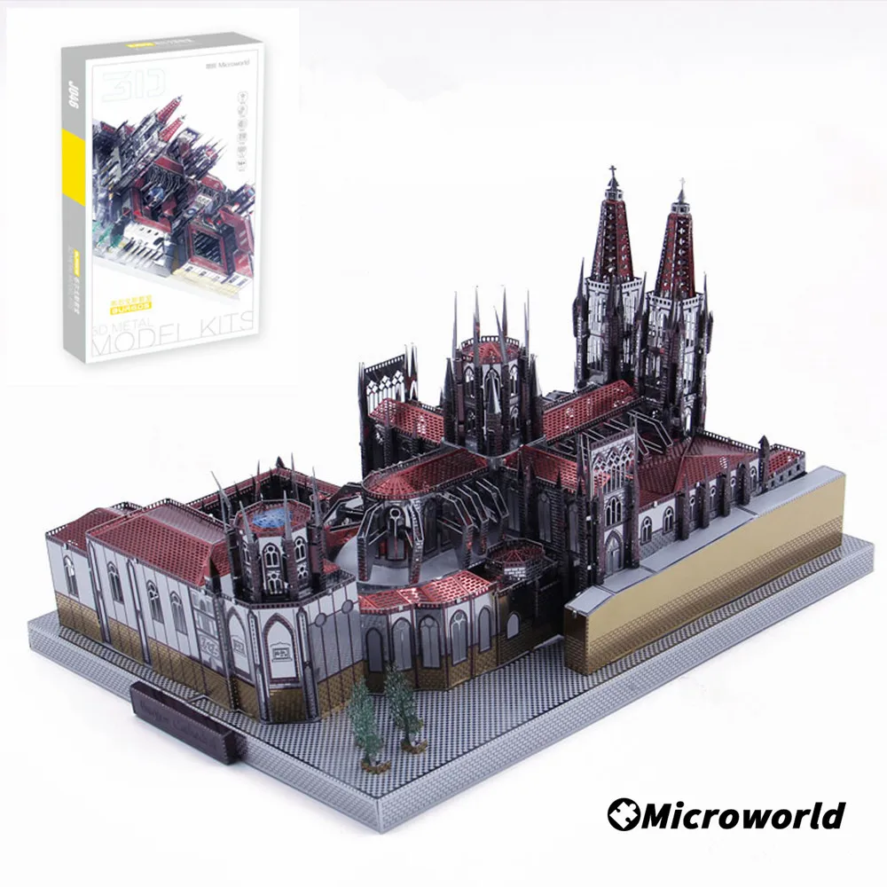 Microworld 3D Metal Puzzle Spain Burgos Cathedral Building Model Assemble Kits Laser Cut Educational Jigsaw Toys Gifts For Adult 4