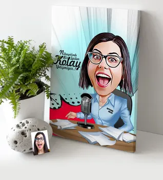 

Personalized Women 'S Server Announcer Cartoon Canvas Table (30x50 cm.) 1