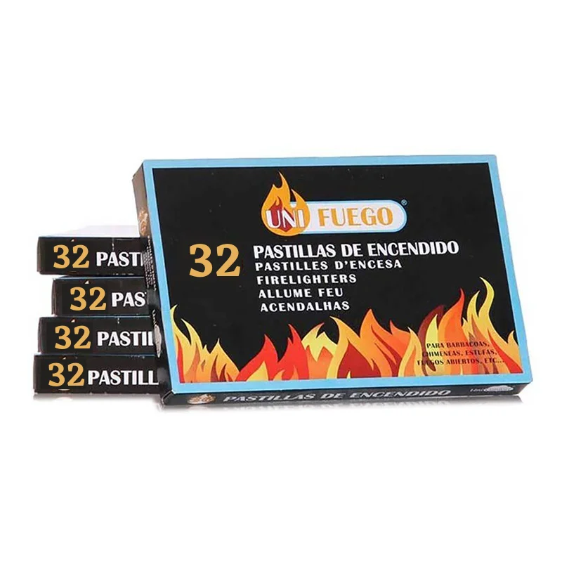 Pastillas de Encendido UNI FUEGO para Carbón, Chimeneas, Estufas y  Barbacoas - Pack de 32 Unidades