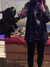 Plaid Shirt Blouse Oversize Top Women Blusas Long-Sleeve Girls Plus-Size Femme Female