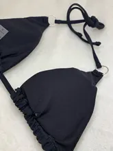 Hirigin-Bikini femenino fluorescente con cuello para atar nudo, traje de baño fluorescente con realce, cuello halter, cintura media, perfecto para playa