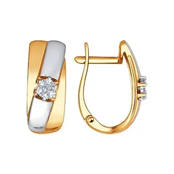 

Sokolov drop earrings with stones in combined gold with diamonds, fashion jewelry, 585, women's male, long earrings