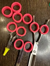 Anillo con diseño de tijera para mascotas, anillo de silicona duradero para tijeras de aseo para mascotas, Color mate, tijeras de pelo de perro, cuchilla curva, 10 Uds.