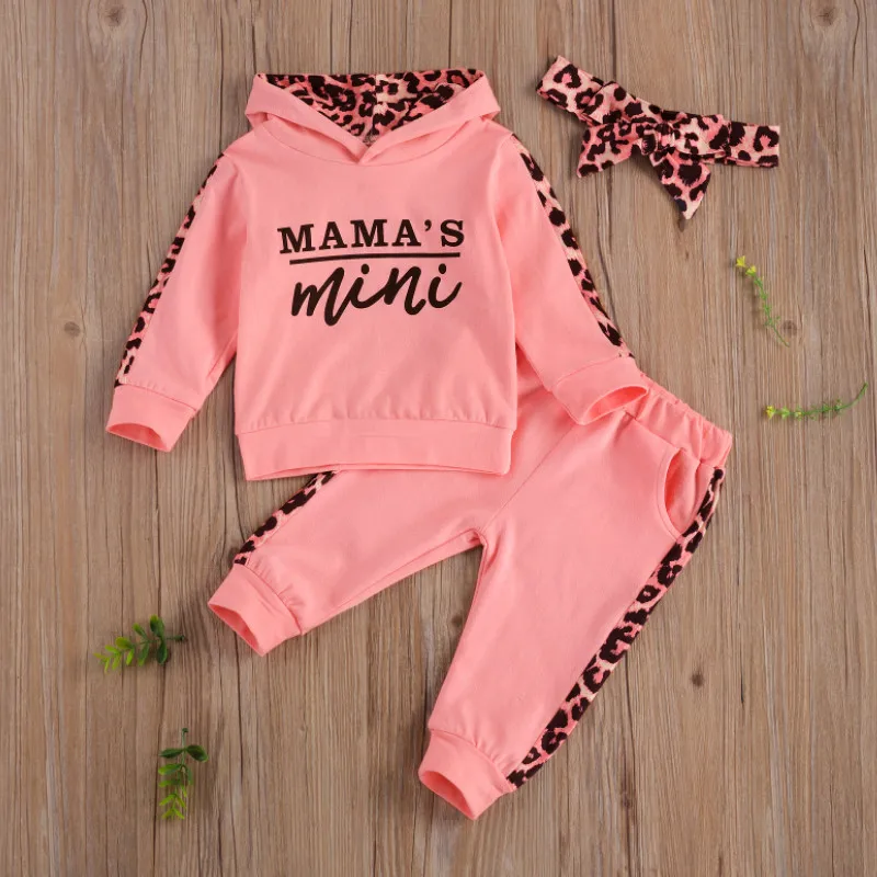 3PCS Baby Girl Leopard Tracksuit Set 1
