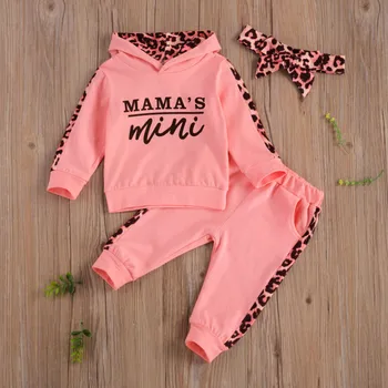 3PCS Baby Girl Leopard Tracksuit Set 1