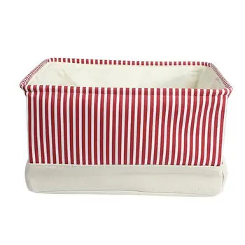 

Red stripe pattern rectangular foldable linen canvas storage box