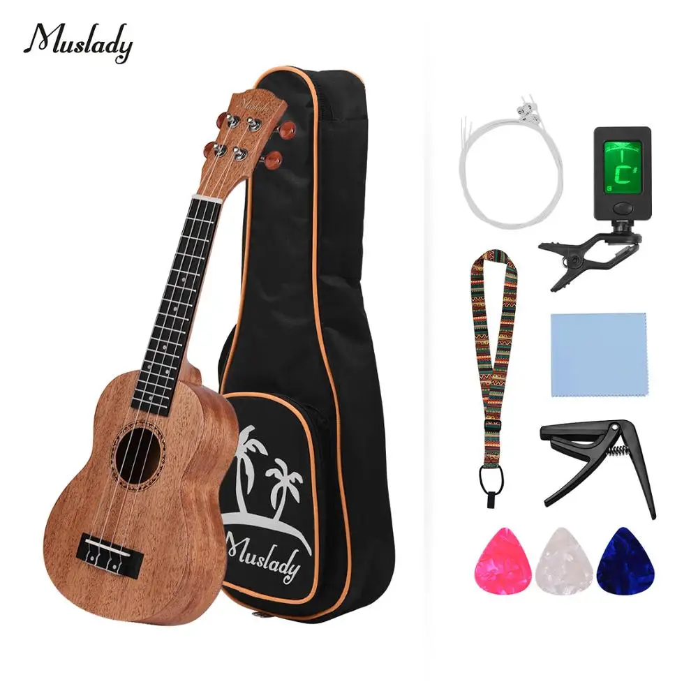 21 inch Muslady 26 дюймов Тенор укулеле Ukelele из красного дерева фанера с сумкой для переноски струны тюнер Ткань для очистки Капо целлюлоидные палочки - Цвет: 21 inch