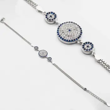 

925 Sterling Silver Zircon Cubic Zirconia Evil Eye Women Bracelet