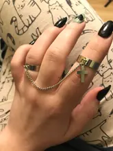 Anillo de cadena cruzada Vintage para mujer y hombre, anillo con articulación ajustable, combinación integrada, HIPHOP, Punk, joyería de fiesta