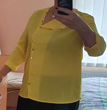 Casual Tops Shirt Blouses Work-Wear Collar Long-Sleeve Elegent Plus-Size Fashion Skew