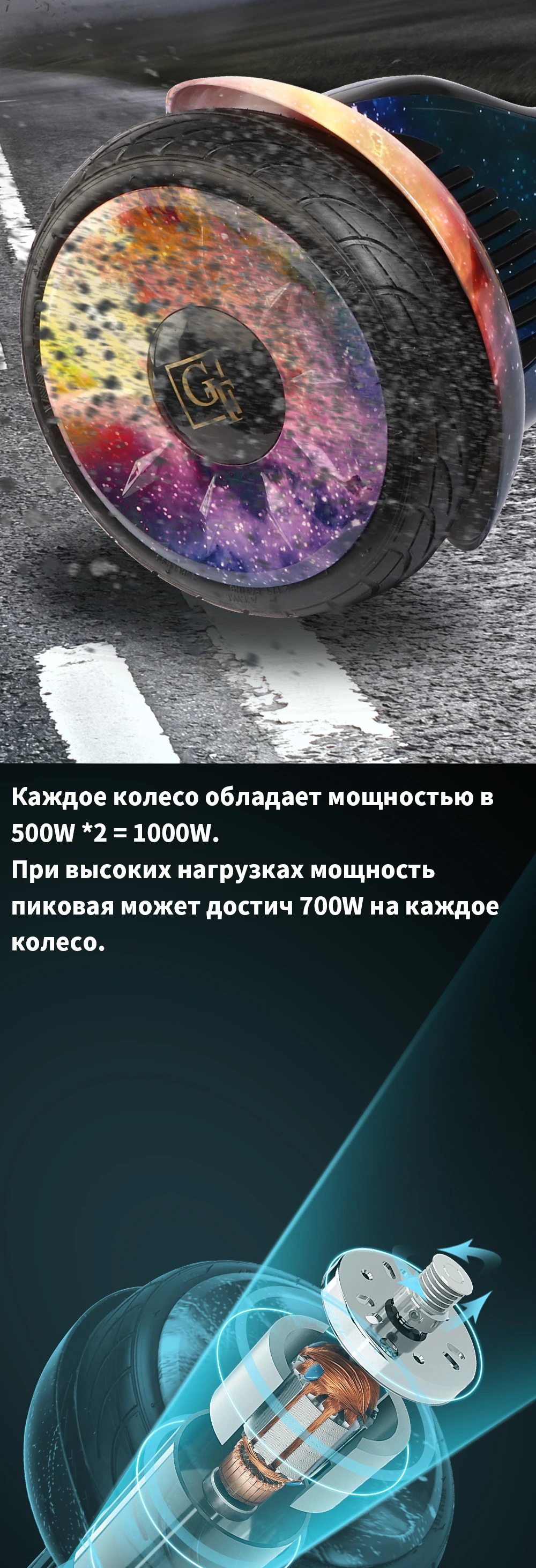 Гироскутер Hoverboard GT 10,5 дюймов с bluetooth два колеса умный самобалансирующийся самокат Galaxy APP Tao-Tao водонепроницаемый