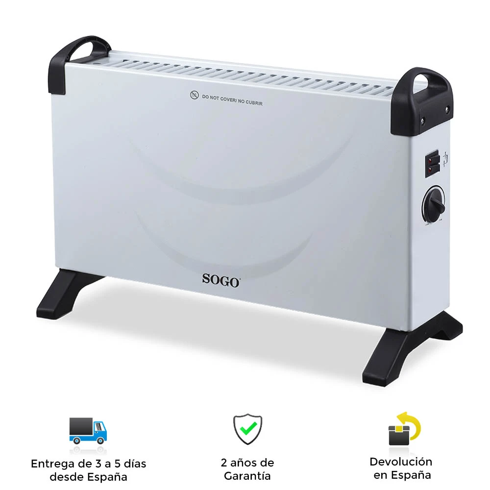Radiador electrico convector de Sogo, potente, comodo, portatil, seguro, silencioso, calor instantaneo, termostato, luz, asa radiadores calefaccion hogar, radiador electrico bajo consumo|Estufas eléctricas| -
