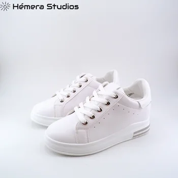 

zapatillas mujer 2019 deportivas con plataforma zapatillas cómodas transpirables con cordones disponible en Negro y Blanco