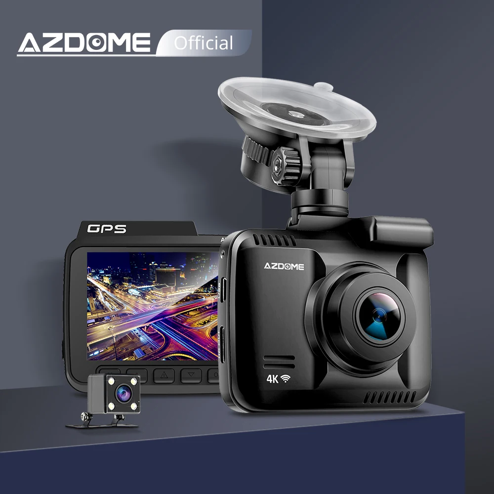 AZDOME видеорегистратор GS63H регистратор 4K Встроенный gps скорость координаты WiFi DVR двойной объектив Автомобильная камера ночного видения камера заднего вида 24-часовой парковочный монитор