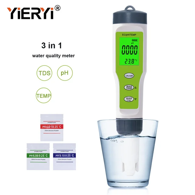 Yieryi new tds ph meter ph/tds/ec/temperature meter digital water quality monitor tester for pools, drinking water, aquariums