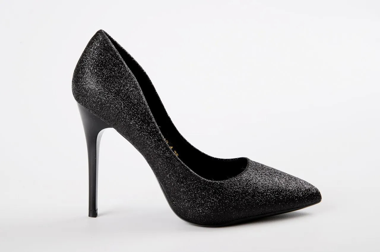 Women's shiny high-heeled pumps stiletto heel silver Black Pink wedding shoes