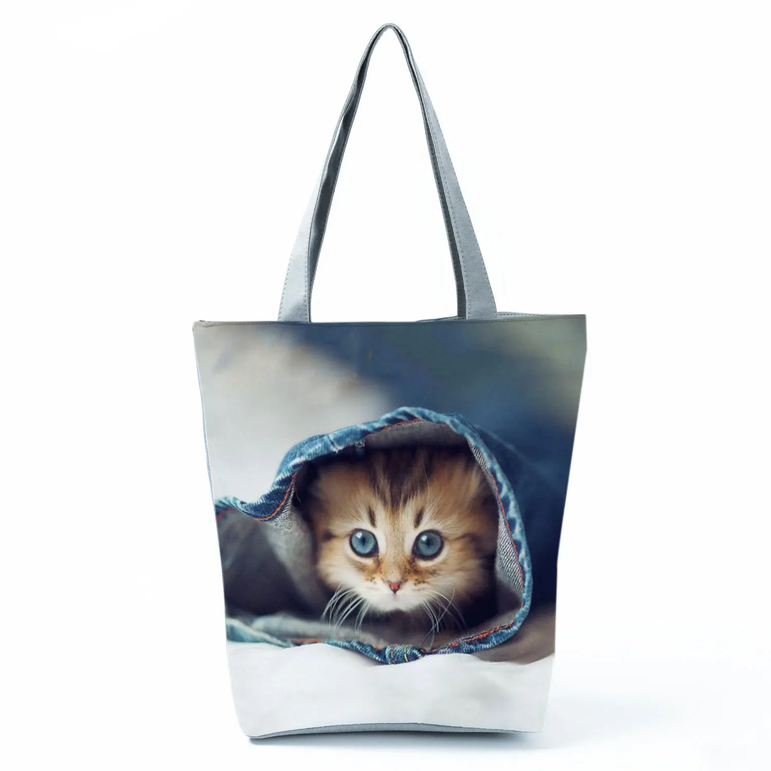 New for 2022 Reusable Handbag Shopping Bags High Capacity Travel Shoulder Bag Moon Cat Print Cool Tote Fashion Ladies Portable 