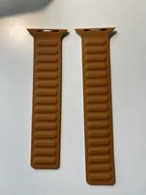 Correa de enlace de cuero para Apple watch, banda de 44mm, 40mm, 38mm, 42mm, pulsera de bucle magnético original, iWatch seires 3, 5, 4, 6 SE