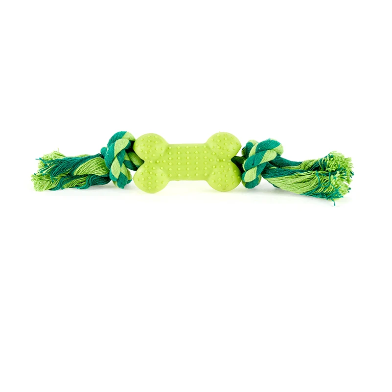 

Dog Toy TPR Chew Toy with Cotton Rope For Medium and Small Dogs Bone Interactive Toy for Teeth Cleaning
