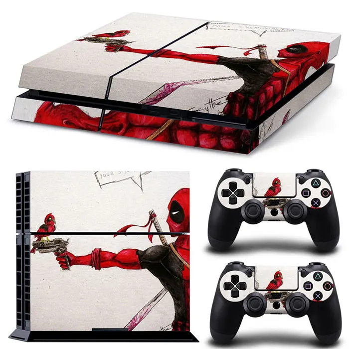 Marvel Spider Man Deadpool Vinyl Skin Sticker for PS4 Slim Console and 2 Controllers Decal Cover Game Accessories
