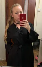 Summer Dresses Buttons V-Neck Lace-Up Oversize Colorfaith Women Spring Vintage Casual