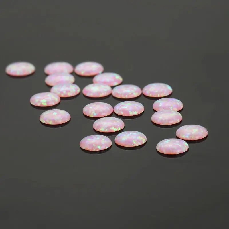 3.0mm-8mm Round Cabochon Flat Back White Pink Aqua Orange Fire Opal Synthetic Stone