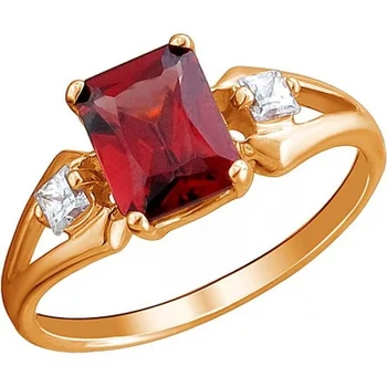 

Esthete ring with garnet and cubic zirconia in red gold