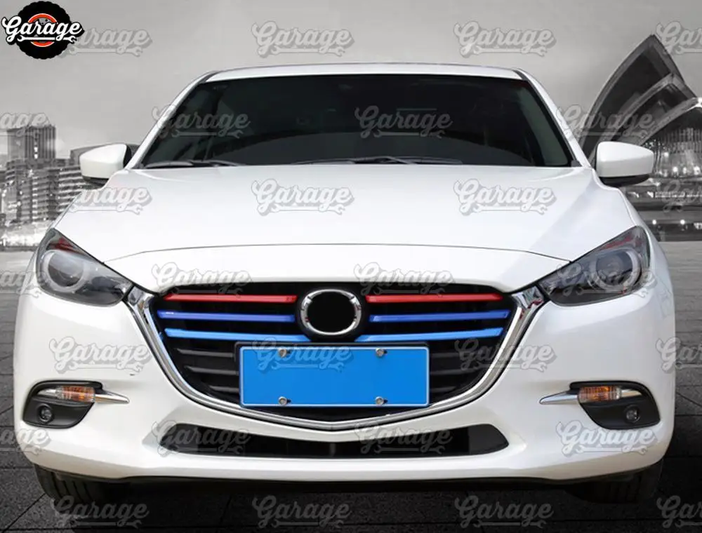 Цветные полоски на решетку радиатора для Mazda 3- ABS пластик литье 1 комплект/6 шт. украшения для автомобиля
