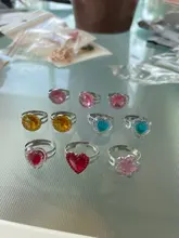Anillo de princesa con forma de corazón y flor para niñas, accesorios de joyería para fiesta, regalo de Navidad, 10 Uds.