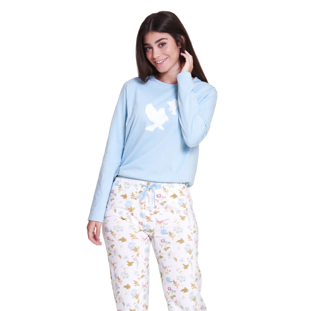 PimpamTex Pijama de Mujer 100% Algodón, Conjunto de Pijama con Camiseta y Pantalón Largo de Estampados Originales, Ropa de Estar Casa para Mujer y Chica Primavera/Otoño/Invierno|Sets de pijamas| - AliExpress