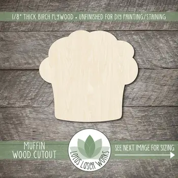 

Wood Muffin Shape, Blank Wood Craft Embellishments, Wooden Muffin Cutout, Wood Food Shapes