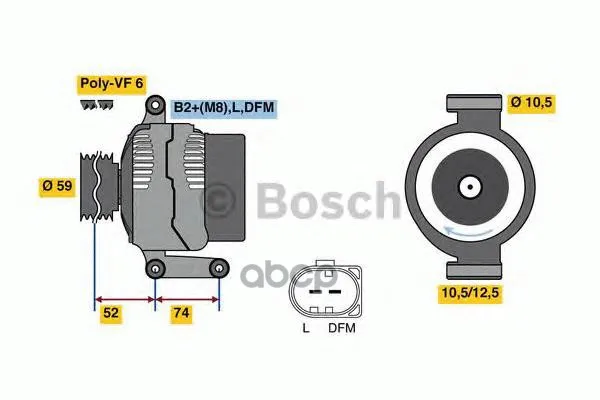 Генератор Citroen Jumper, Peugeot Boxer 2.2 Hdi 06- 95,150a Bosch арт. 0125711059